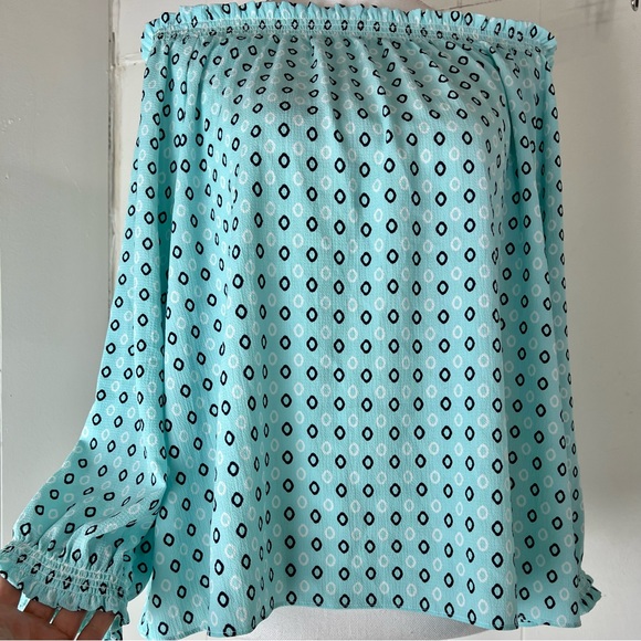 Banana Republic Geometric Off The Shoulder Blouse Sz L - Picture 10 of 14